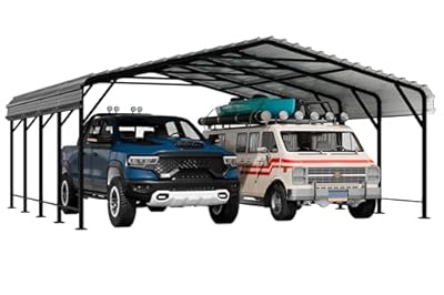 Shintenchi 20x20 FT Carport,Metal Carport with Enhanced Base, Oversized Garage Outdoor Galvanized Shelter,Heavy Duty Carports Canopy for Cars,Boats and Tractors
