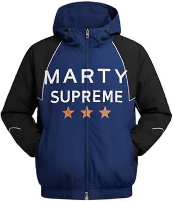 Blue Hooded Jacket for Men - Marty supreme jacket - Marty Supreme Cosplay Costume Jacket