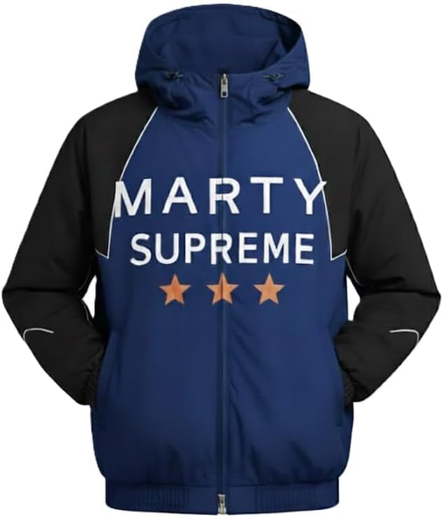 Blue Hooded Jacket for Men - Marty supreme jacket - Marty Supreme Cosplay Costume Jacket