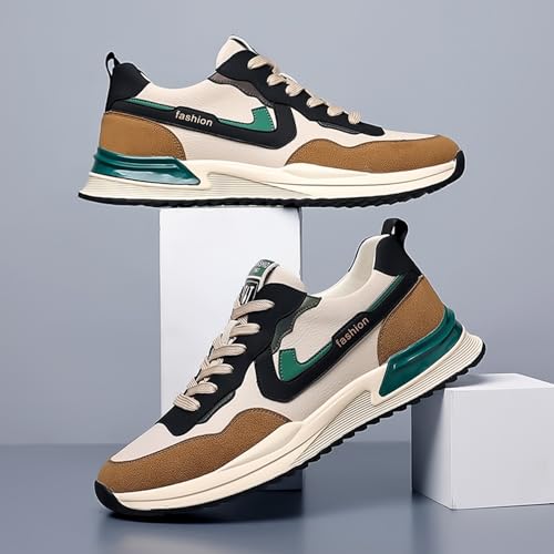 Men's Fashion Suede Leather Platform Lace-Up Low Top Sneakers Comfortable Lightweight Non Slip Walking Workout Sport Work Tennis Shoes3