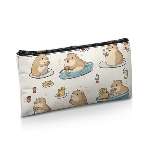Image of Capybara Pencil Case for School Lightweight Pen Holder for Toddler Kindergarten Wear Resistant Pencil Pouch with Zipper Closure Girls Kawaii Pen Organizer
