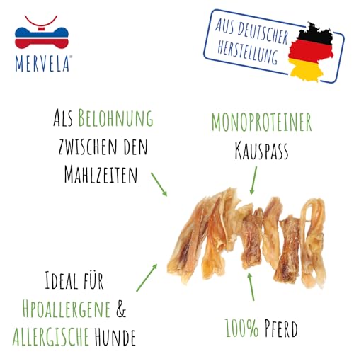 MERVELA Pferd Achillessehne | 100% Pferd pur | 1 Stück | Sehne Achillessehne vom Pferd | Qualität aus Deutschland | ideal für allergische und Sensible Hunde