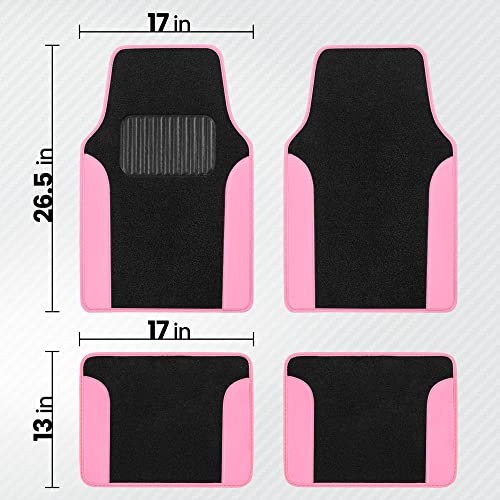 BDK PolyPro Pink Car Seat Covers Full Set with 4-Piece Car Floor Mats - Two-Tone Seat Covers for Cars with Carpet, Interior Covers for Auto Truck Van SUV by BDK - Image 2