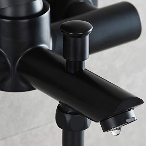 Tecmolog Wall Mount Bathtub Faucet Stainless Steel Single Handle Tub Filler 2 Hole Tub Faucet Black, Sna516B #TOP6