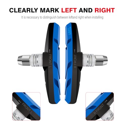 2 Pairs Bicycle V-Brake Pads, Bike 70mm V Brake Blocks Set, 55mm-Black - Picture 20 of 30