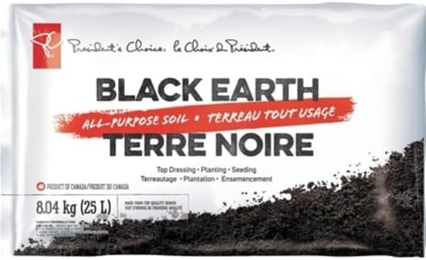 President’s Choice Black Earth All-Purpose Soil for Gardening & Landscaping, Multi-Use Outdoor Soil Mix, 25 L