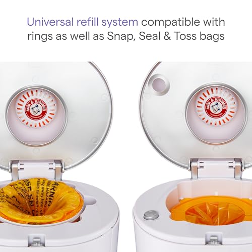 Munchkin® STEP™ Diaper Pail Powered by Arm & Hammer, #1 in Odor Control, Award-Winning, Includes 1 Snap, Seal & Toss™ Bag, 1 Starter Refill Ring, and 1 PUCK™ Baking Soda Cartridge