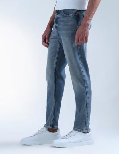 Image of Flying Machine Men's Relaxed Tapered Fit Jeans| Solid | Mid Rise | Stretchable | Jeans for Man