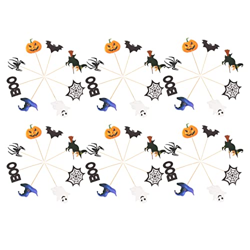 CALLARON 48 Peças Topos de Cupcake de Halloween Bruxa Gato Abóbora Teia de Aranha Cupcake Escolhe De