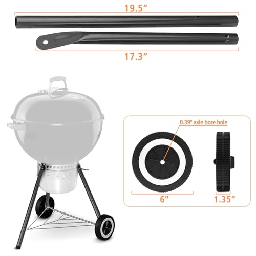 Front Leg Kit and Wheels for Weber 18” 22” Kettle Grills, 6" Grill Wheels for Weber 65930, 65130 Front Leg for Charcoal Grill, Black Front Leg by AJinTeby - Image 2