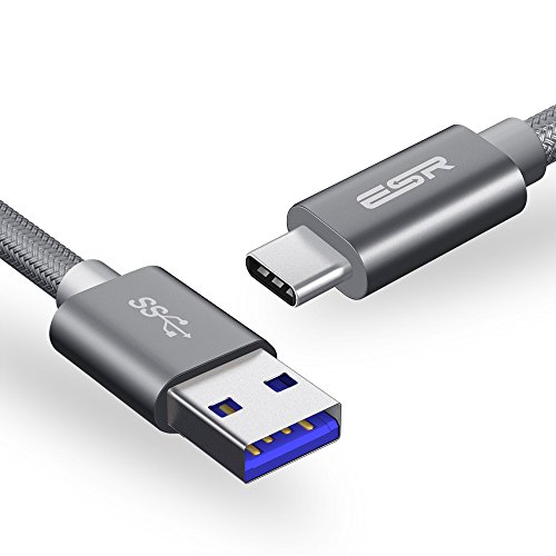 ESR USB C Cable, Type C to USB 3.0 Cable (3.3 ft), Braided Nylon Fast Charger Cable for Samsung S10/S10+/S10e/Note10/10+/9, Apple iPad Pro 2018, MacBook & Other USB Type-C Devices, Grey