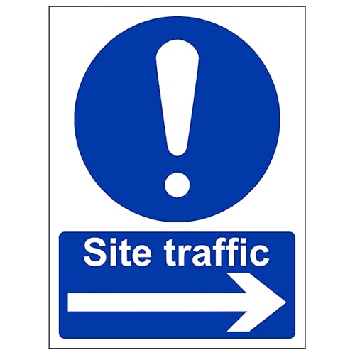 V Safety Site Traffic Arrow Right - Portrait 150 x 200 mm - 3mm Brushed Aluminium Composite Safety Sign