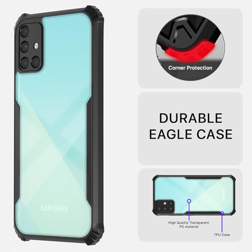 Image of Outlouders Back Cover for Samsung Galaxy A71 | Ultra Hybrid Transparent | Full Camera Protection | Raised Edge | Crystal Clear Bumper Case (Black)