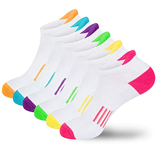 Chalier Fashion 6 Paires Chaussettes de Sport pour Femm, Chaussettes Sport Courtes Chaussettes de Sport en Coton Coupe , Socquettes pour Femme