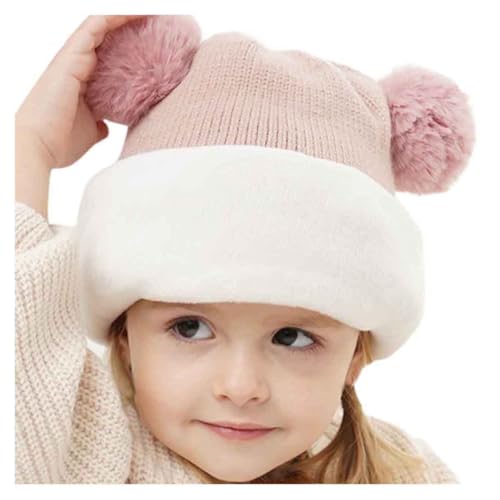 ECYC Ltd Kids Winter Warm Knit Hat Scarf Set Knitted Hood Scarf Hat Beanie Hat Neck Warmer with Pom Pom for Toddlers Girls and Boys