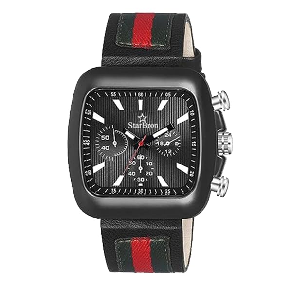 Star Bron Mens Fashion Stainless Steel Case Superior Square Dial Multi Color Strap Watch for Men (Black) (B0CG3W5YNG) Amazon Price History, Amazon Price Tracker