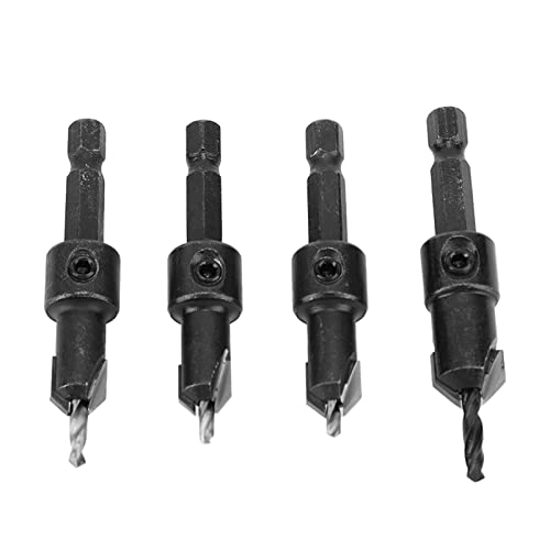 Broca Avellanada de 4 Piezas Broca Avellanada de Vástago Hexagonal de Carburo Cementado para Autotornillos La Broca Avellanada de Corte Alto Es de Broca Avellanada Cementada