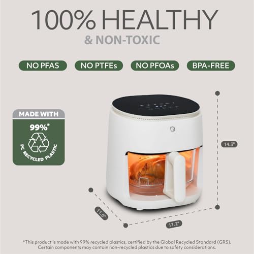 WILLOW Eco Series 6 in 1 Air Fryer with Glass Basket, 5 Quart Non Toxic Air Fryer w Digital Display, 430°F Max Temp, Preheat & Keep Warm Function, Compact + Dishwasher Safe Glass Airfryer - WHITE by WILLOW - Image 5