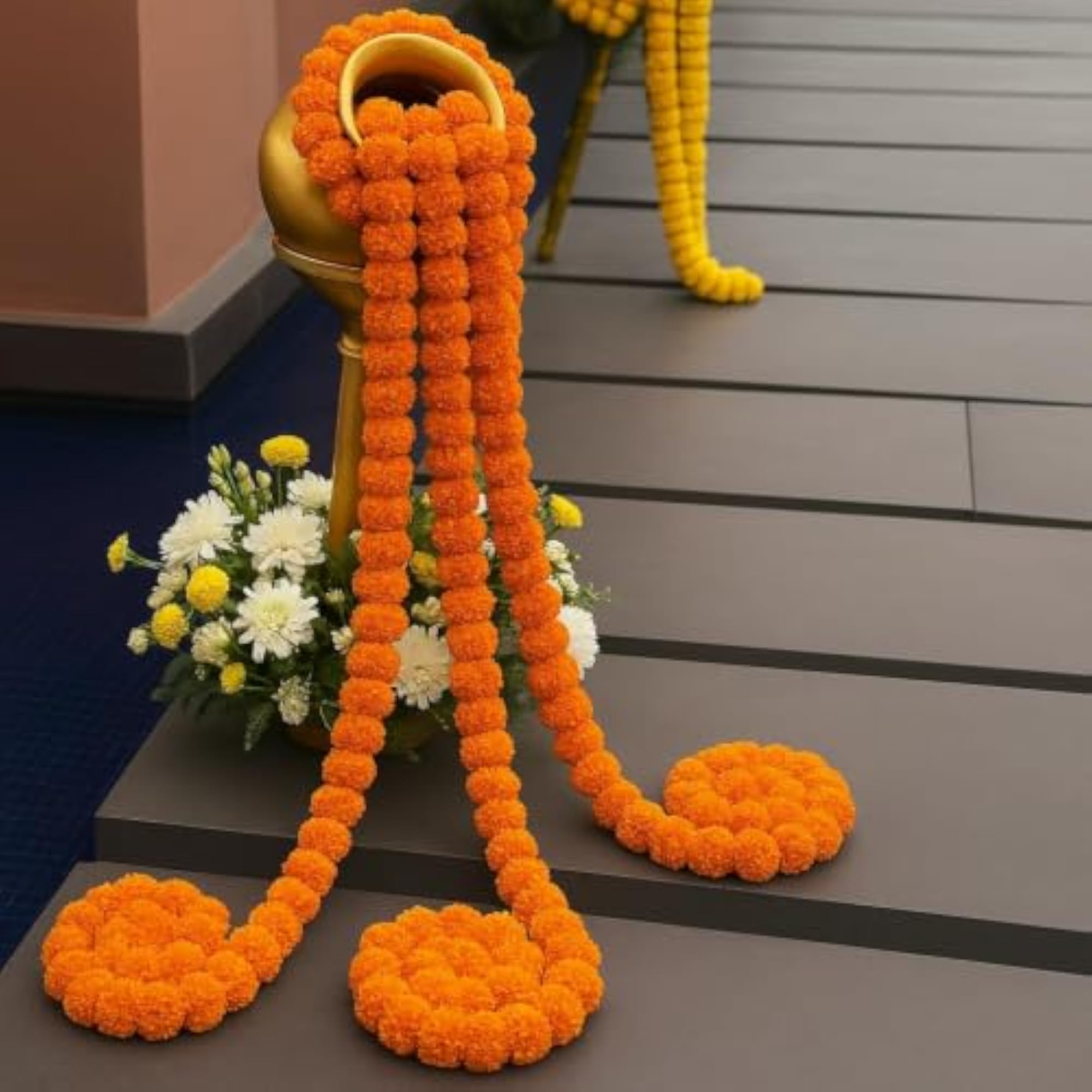 10 Pcs Artificial Small Marigold Garland Genda Phool Mala