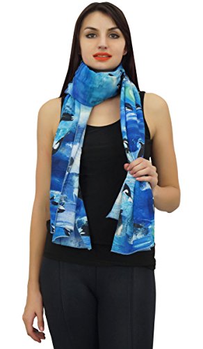 100% Cotton Lightweight, Shawl, Scarves Dolphin Fish Printed Women Neck Wrap Long Scarf-28x72 Inches4