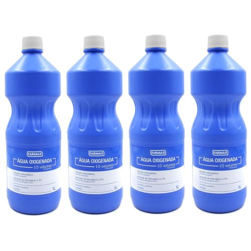 Água Oxigenada 10 Volumes Ação Antisséptica 1L - Kit 4 Unidades