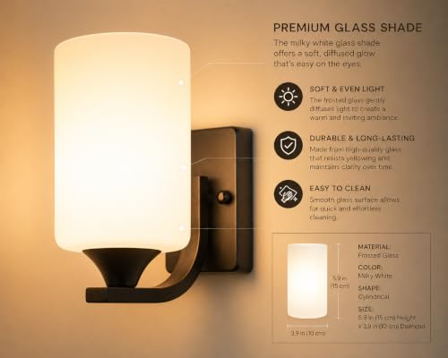 Image of Home Decor Wall Lights Glass Lamp Shade with Premium Finish & E27 Bulb Holder for Living Room, Bedroom, Balcony, Kitchen, Cafes | Decorative Night Lamps Fixtures | Elegant Wall Hanging Lights