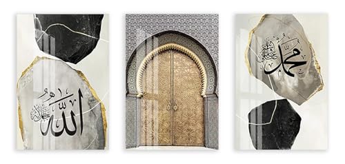 Toile islamique marbre et or pour la décoration du salon