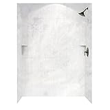 Swan SQMK723662.130 Solid Surface Glue-Up 3-Panel Bathtub Wall Kit, 36-in L X 62-in H X 72.5-in H, Ice