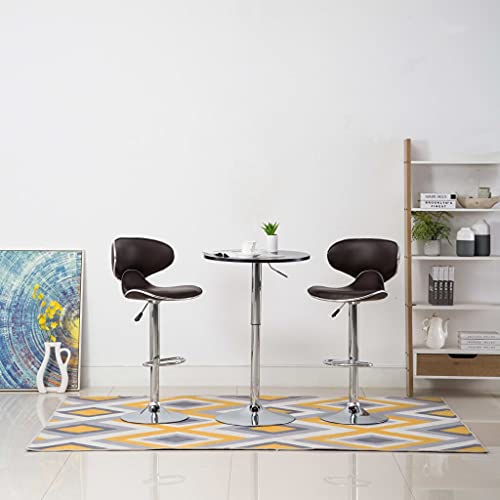 Tabouret de bar réglable en similicuir marron idéal pour îlot de cuisine