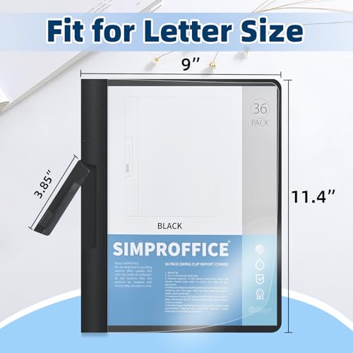 SIMPROFFICE 36 Pack Report Covers with Swing Clip, Black, Letter Size by SIMPROFFICE - Image 2