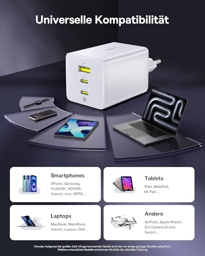 Baseus Enerfill USB C Ladegerät 100W, 3-Ports USB C Netzteil, PD Ladegerät mit PPS, GaN Schnellladegerät kompatibel mit MacBook Pro/Air… – Ansicht 6