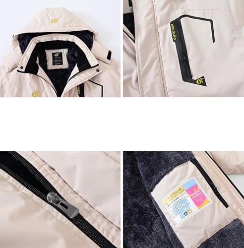 Image of QPNGRP Mens Waterproof Fleece Ski Jacket Windproof Winter Snow Coat