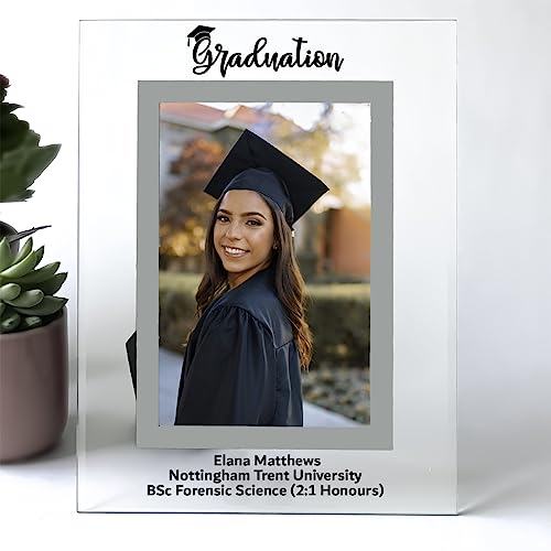Graduation Gifts Personalised Graduation Photo Frame For Him or Her Gifts for Graduation Graduate Frame for daughter for Son Clear Glass Photo Frame 6x4 and 7x5