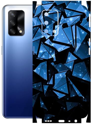 Image of AtOdds - Full Body Back Screen Guard Protector Film - Lamination Wrap Skin Sticker Compatible with Oppo F19 | Scratchproof Matte Finish (Blue Crystals)