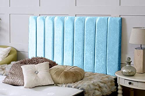 Affordable Luxury Portland Lined Headboards in Elegant Crushed Velvet (4FT6 Double- Height 24", Teal)