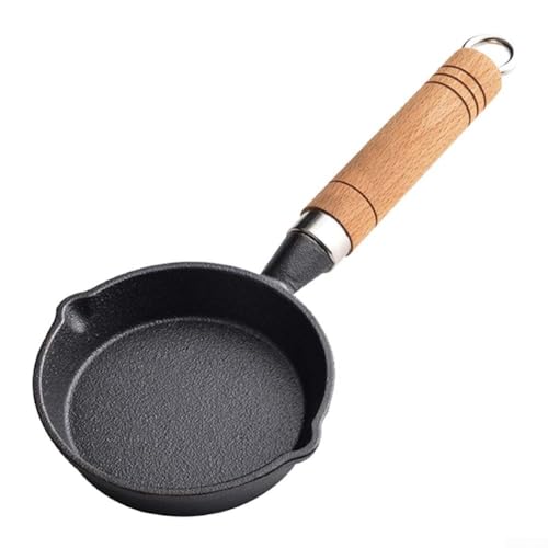 Sartén de hierro fundido sin revestimiento para asar y desayunar, tamaño para cocinas compactas y porciones individuales (13 x 5 cm)