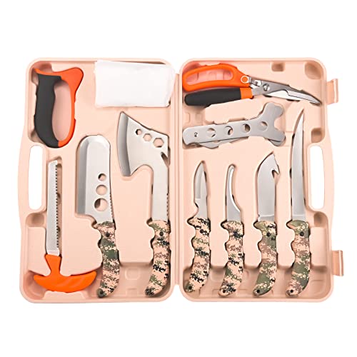Lytactics Deer Knife Hunting Deer Knife Set Field Dressing Kit Khaki Camo Portable Butcher Game Processor Set, 12 Pieces #TOP1