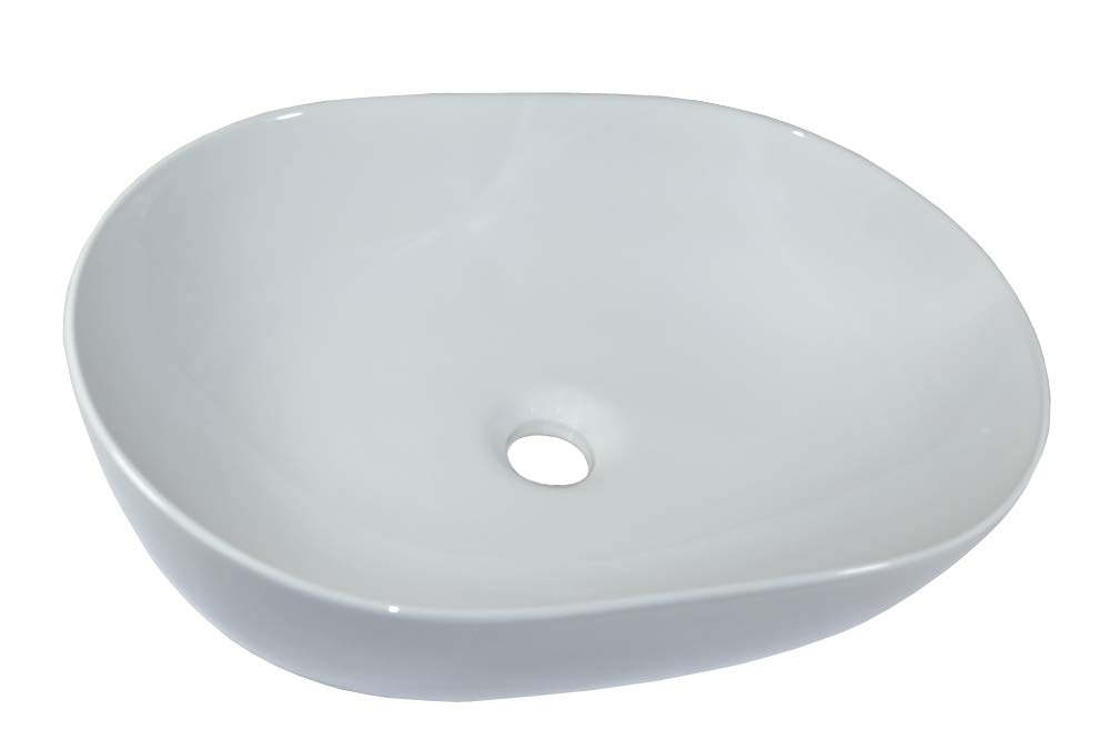 Lavabo da appoggio ovale, 49 x 35 x 13 cm, in ceramica, piccolo, colore bianco