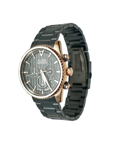 ALBA Stainless Steel Analog Black Dial Men Watch-At3H80X1, Black Band - Image 2