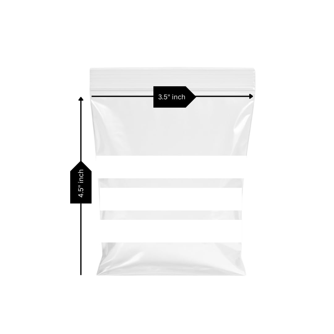 Lot de 2000 sacs hermétiques 8.9x11.4 cm, multi-usages, inscriptions sur panneau/rayures, petits sacs réutilisables et refermables en polyéthylène transparent – Différentes tailles (8.9x11.4 cm)