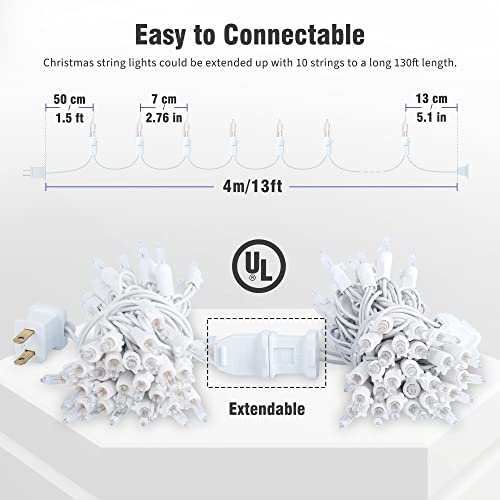 Hopolon Clear Christmas Lights Set,2Pack 50Count 13Feet Incandescent Bulb Mini String Lights With White Wire For Indoor Christmas Tree Garland Birthday Wedding Party Festival Decoration,Warm White #TOP3