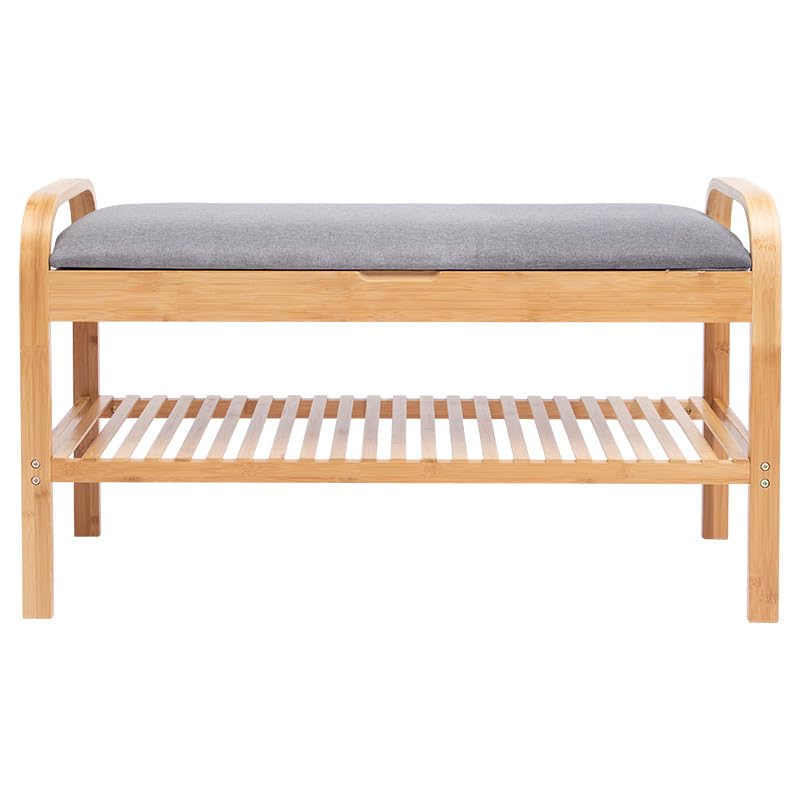 Banc à chaussures avec rangement et étagère cachée pour l'entrée de maison 60cm