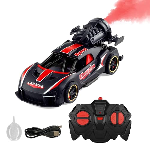 Image of Kidology RC Drift Car with Smoke Effect for Kids & Teens | 1:36 Remote Control Racing Car with LED Lights & Sound | High Speed Drift RC Car for Indoor Outdoor Play (Red)