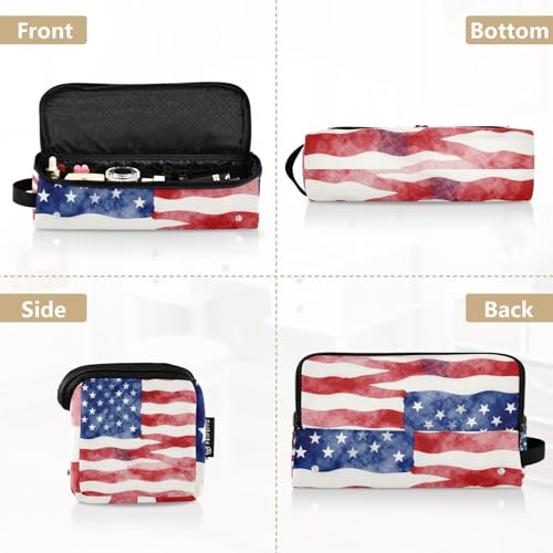 Estuche de viaje 2 en 1 para rizador con alfombrilla para plancha, doble capa, bolsa organizadora portátil para planchas, rizadores y alisadores de cabello, bandera Americana rojo, blanco y azul miniatura 5