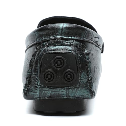 Men's Driving Loafers Casual Penny Loafers Metallic Leather Crocodile Pattern Slip-On Moccasins with Metal Buckle Soft Work Boat Shoes3