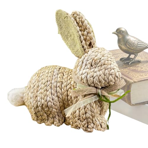 Générique Figure di Pasqua | Decorazione di Primavera Rustica e Carina Intrecciata - Statuetta di Collezione Coniglio di Pasqua Divertente, per soggiorno, camera da letto, casa di campagna, ufficio