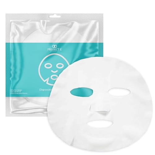 Project E Beauty 100pcs Disposable DIY Non-Woven Face Mask Paper Pre-Cut Facial Paper | For Home & Spa Salon Use | Cosmetic Facial Paper for Toner, Serum, or Lotion (100, Face Mask Shaped)