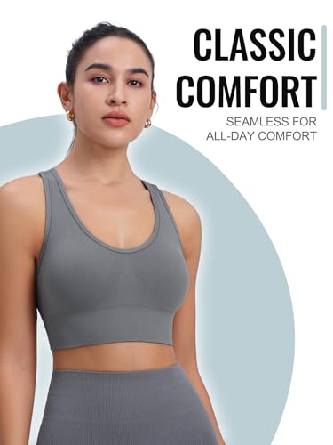 Image of Sports Bras for Women High Support, Multipack Padded Supportive Criss Cross Back Wireless Running Yoga Workout Bra