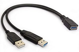 Tomost USB 3.0 Cable Dual Power Cables Y Adapter Type A Lead Male to Female Extension Code 30cm