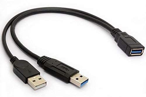 Tomost USB 3.0 Cable Dual Power Cables Y Adapter Type A Lead Male to Female Extension Code 30cm